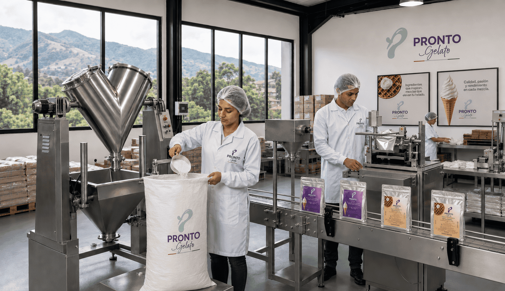 Preparación de helado en una heladería moderna